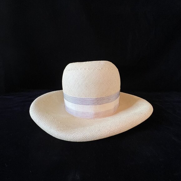 Vintage Mr. John Empress Fine Weave Straw Beige Hat, 1950's, Excellent Condition - Picture 3 of 14
